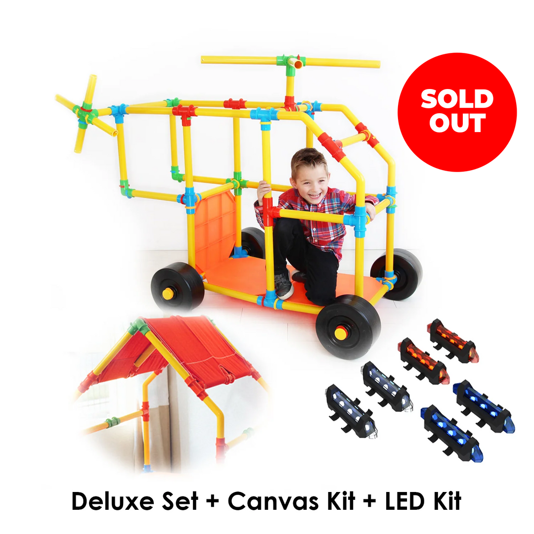 Tubelox Gift Bundle (Deluxe Set + Red Canvas Kit + LED Light Set)
