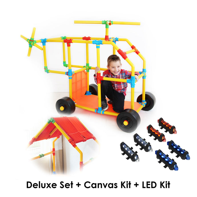 Tubelox Gift Bundle (Deluxe Set + Red Canvas Kit + LED Light Set)